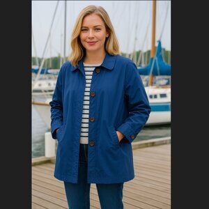 London Fog Navy Midi Length Oversized Light Weight Trench